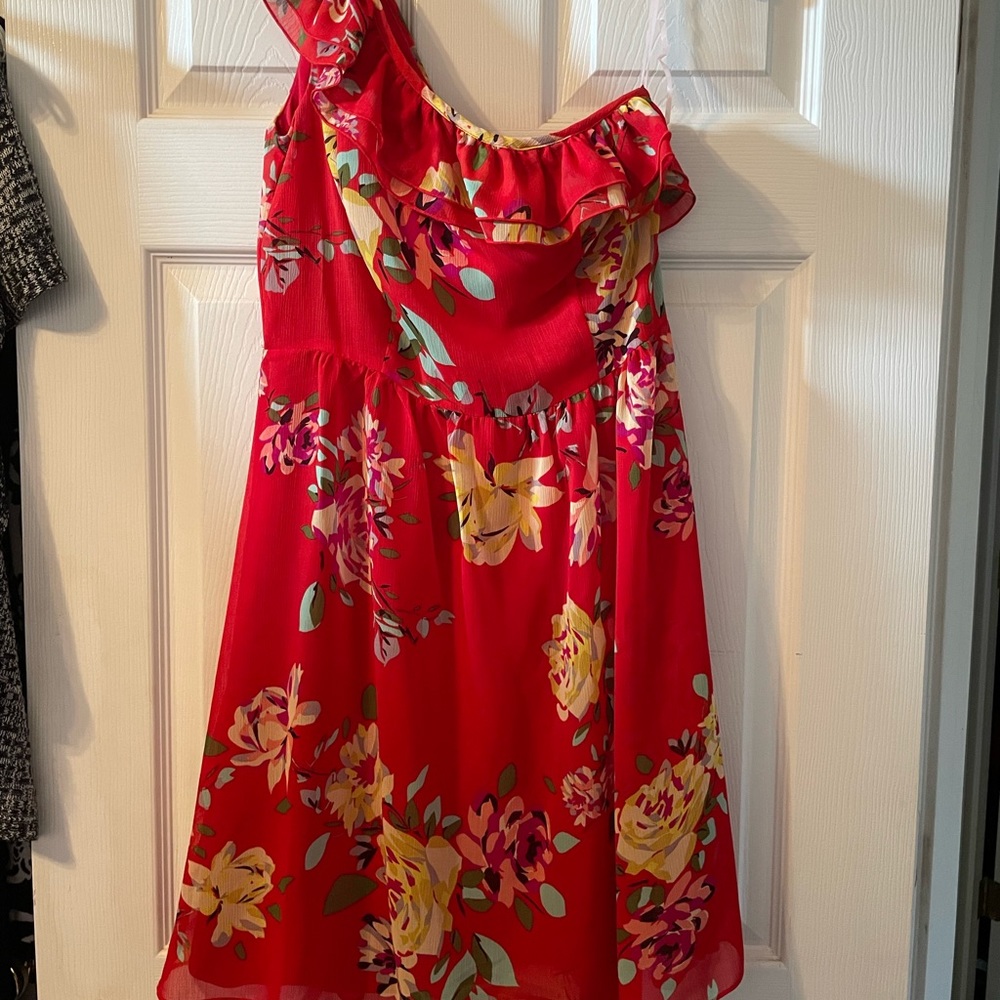 One shoulder floral dress